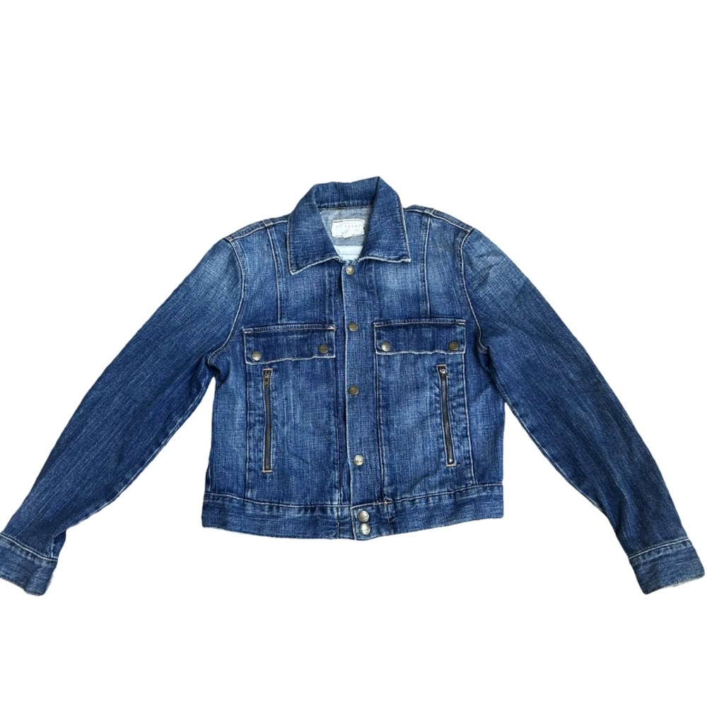 Marni x Current/Elliot Womens Dark Wash Patch Pocket Denim Jacket in size 2